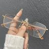 Золотая оправа, ножки под дерево, золотые шелковые очки для мужчин и женщин, можно оснастить диоптриями для близорукости, квадратная оправа, плоское зеркало, оправа для очков с защитой от синего света