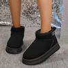 Women Snow Boots for Solid Platform Artificail Suede Boots Autumn Winter Warm Shoes Boats Large Size 44 Slip On Cotton Shoes