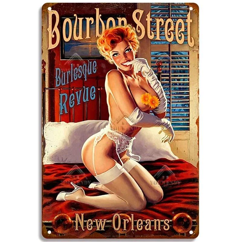 Лас-Вегас Красивая девушка Настенная табличка Металлический постер Мужские пещеры Наклейка на стену Жестяная живопись Фотография сексуальных женщин Декор Таблички