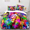 Lion Duvet Cover Set 3D Print Wild Animals Colourful King Queen Size For Kids Teens Adults Bedding Set Polyester Comforter Cover