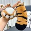 Rabbit Fur Big Cat Paw Keychain Stuffed Animal Tiger Tail Bag Charms Ornmant with Key Ring Fluffy Soft Plush Doll Pendant