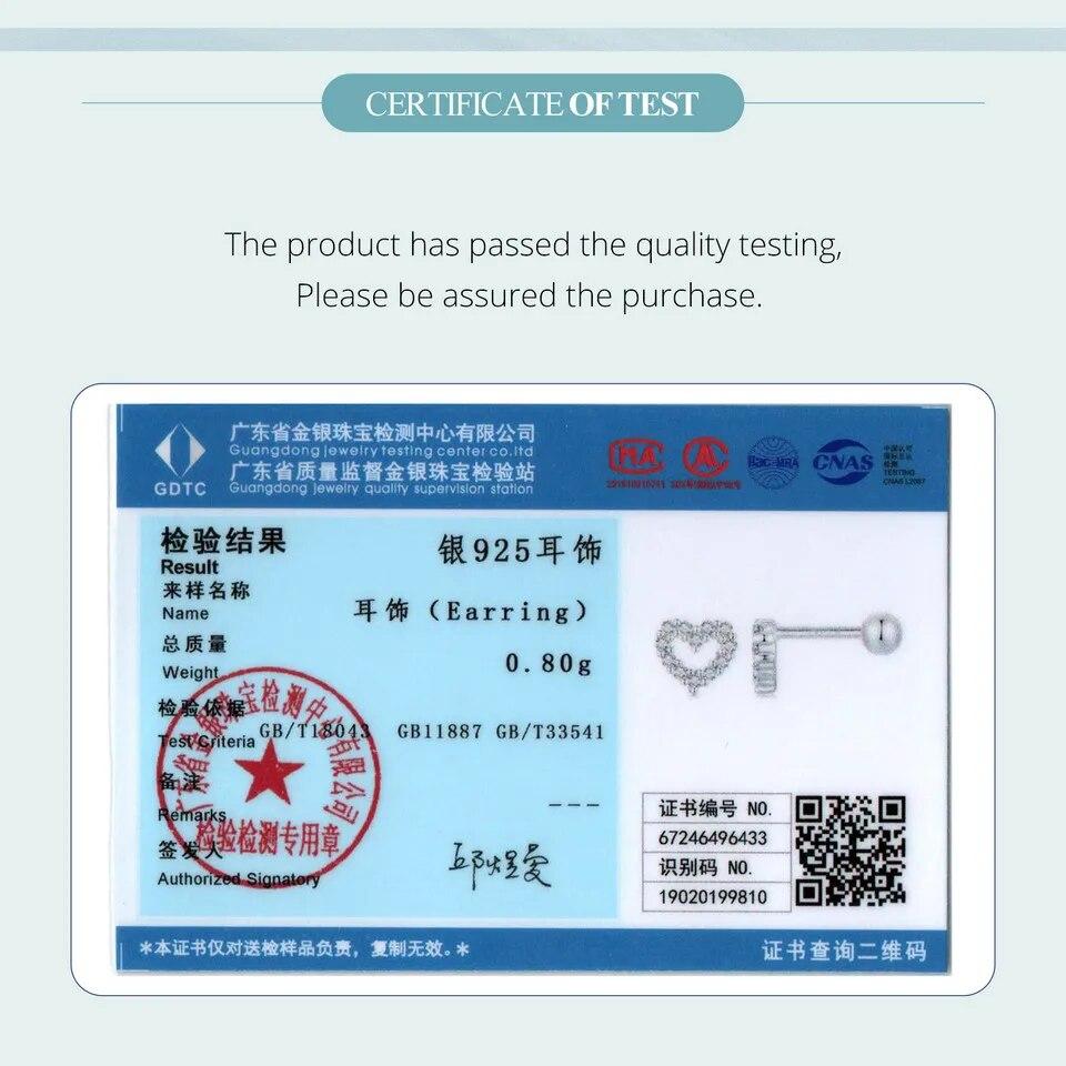 BAMOER Аутентичные серьги-гвоздики из стерлингового серебра 925 пробы для женщин, милые серьги-сердечки, блестящие прозрачные серьги с цирконием, свадебные обручальные украшения