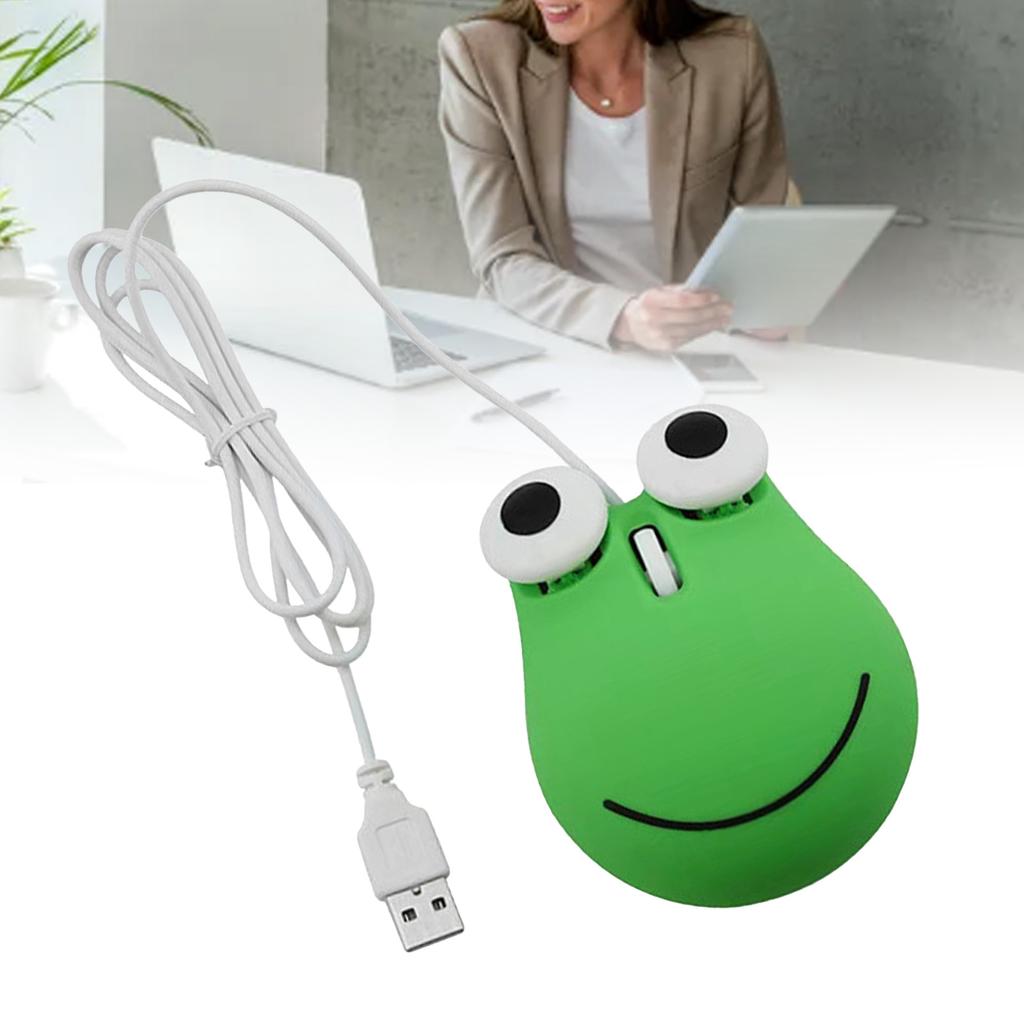 USB-мышь с проводом, милая, для детей, эргономичный дизайн, форма зеленой лягушки, проводная компьютерная мышь для ноутбука, ПК