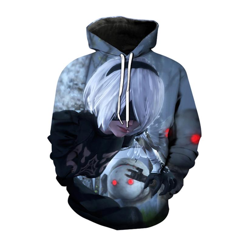 Толстовки с капюшоном Nier Automata, толстовка с 3D принтом аниме-игры для мужчин и женщин, модная толстовка большого размера, пуловер в стиле Харадзюку, пальто