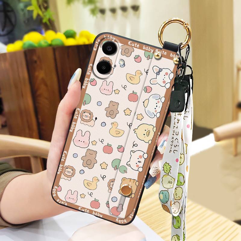 Anti-knock Wristband Phone Case For Samsung Galaxy A07 Fashion Design Wrist Strap Durable Shockproof Soft Case Cartoon