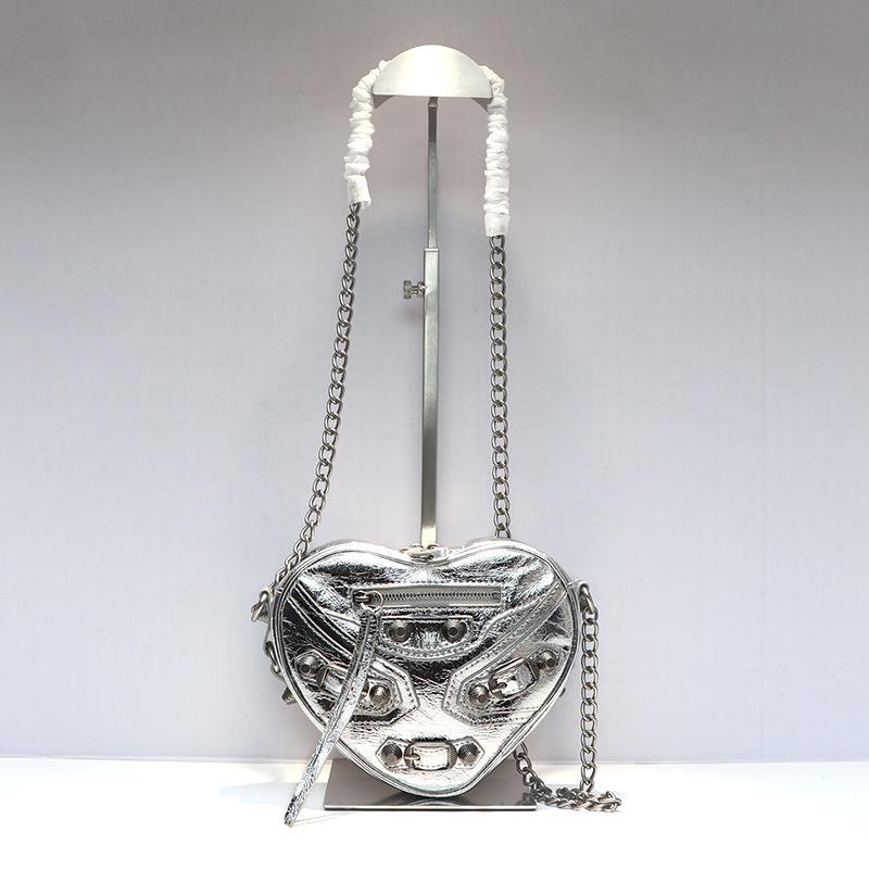 Мини-сумка Love Bag, милая, крутая, пряная, для девочек, стильная сумка-локомотив с заклепками, женская сумка из натуральной кожи с диагональной цепочкой и цепочкой