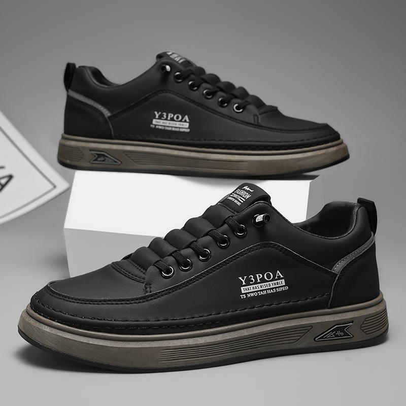 Кожаные повседневные туфли для мужчин, дышащие белые кроссовки, модные туфли для вождения, ходьбы, тенниса для мужчин, офисные туфли на плоской подошве