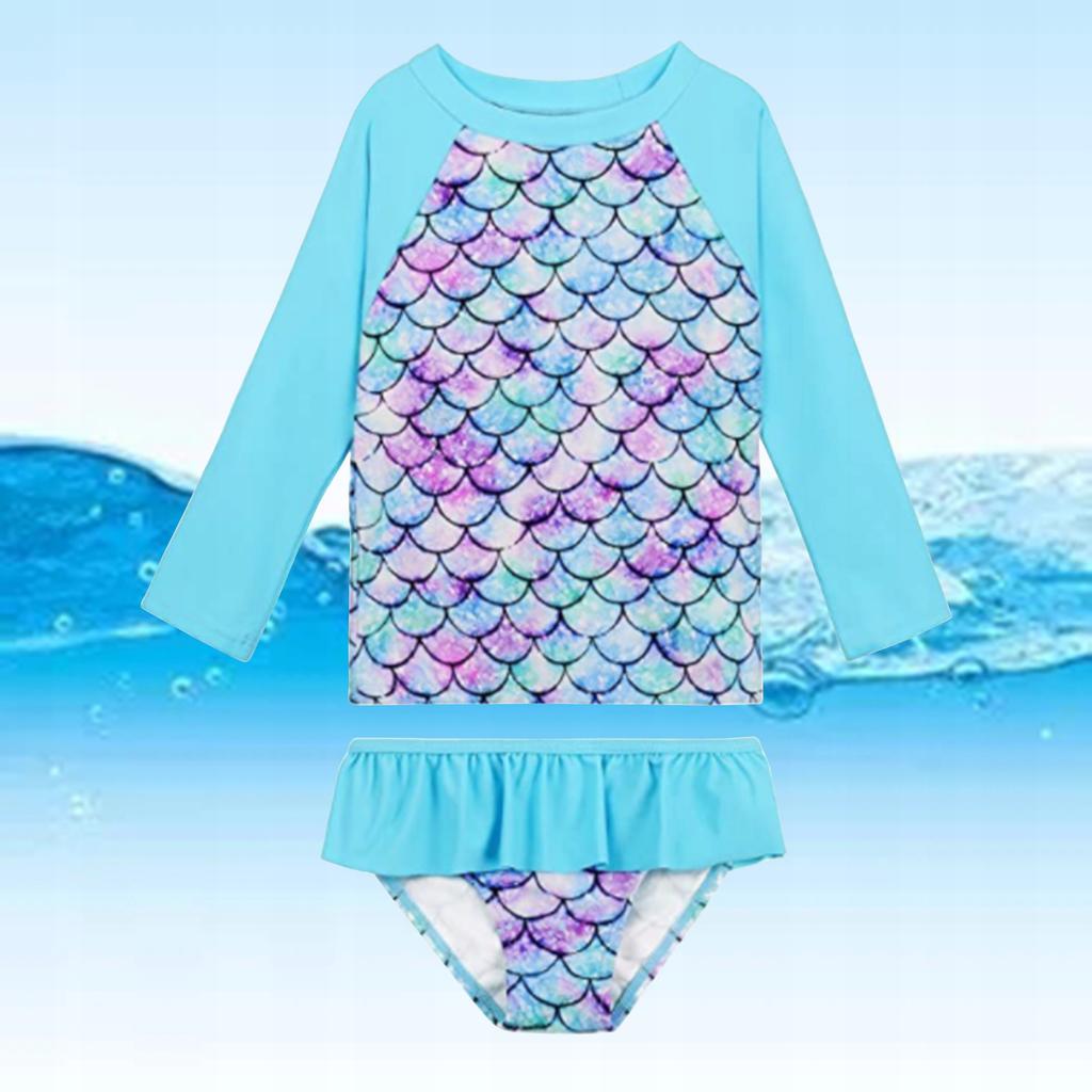 Girls' Swimsuit Mermaid Scales Uv Upf50+ 110 Long Sleeve