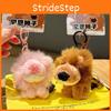 Cute And Pink Brown Sitting Position Nien Lion Plush Toy Keychain Pendant