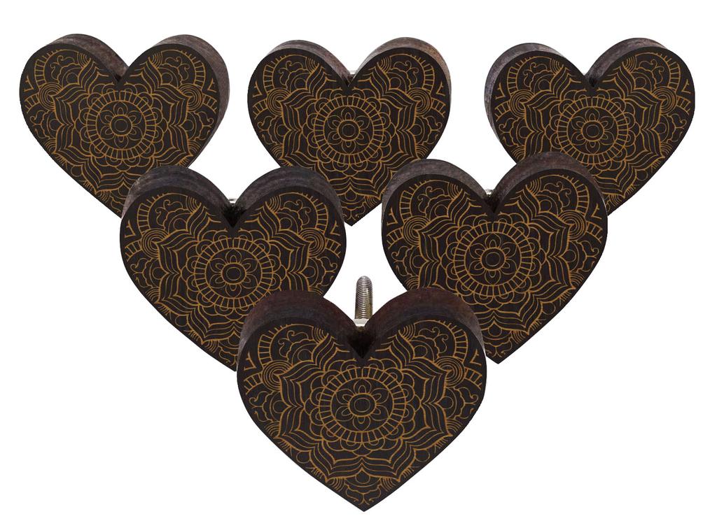 IBA Indianbeautifulart Коричневые ручки с гравировкой Набор из 10 деревянных дверных ручек для шкафа Ящик