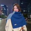 Two Tone Slit Women's Shawl High Neck Dual-purpose Knitted Scarf Irregular Design Warm Comfortable Windproof Woman Accessories