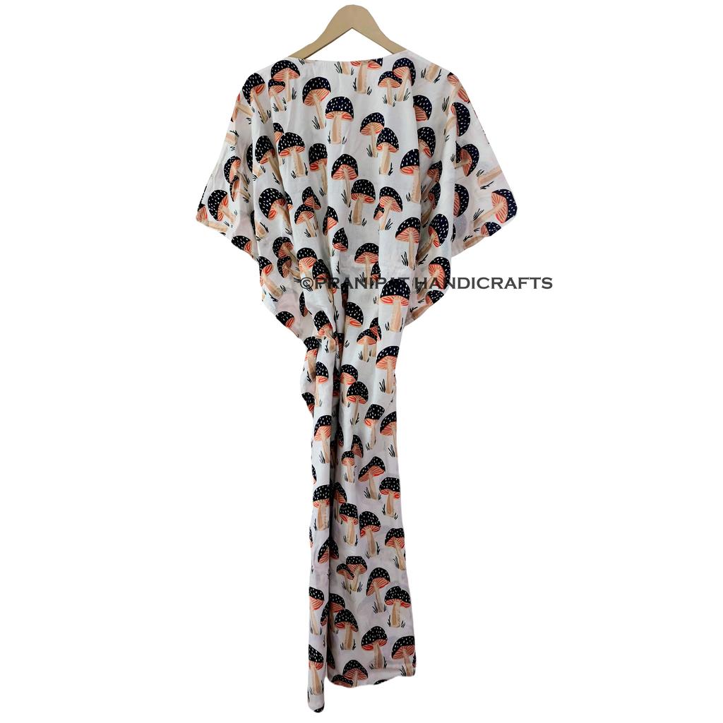 Женская хлопковая одежда в стиле хиппи, летняя черная одежда для сна с грибным принтом, длинное платье-кафтан макси CKFTN-SCRN-FULL-BUYIT-108