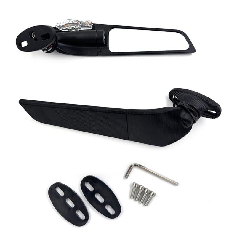 Motorcycle Modified LED l Rearview Glass Sport Motorcycle Left Right Side Wing Glass with LED Lights Replacement