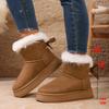 Флисовые и утепленные зимние ботинки с одним педальным механизмом 2025 зима новые толстоподошвенные пушистые с бантом теплые хлопковые ботинки большого размера
