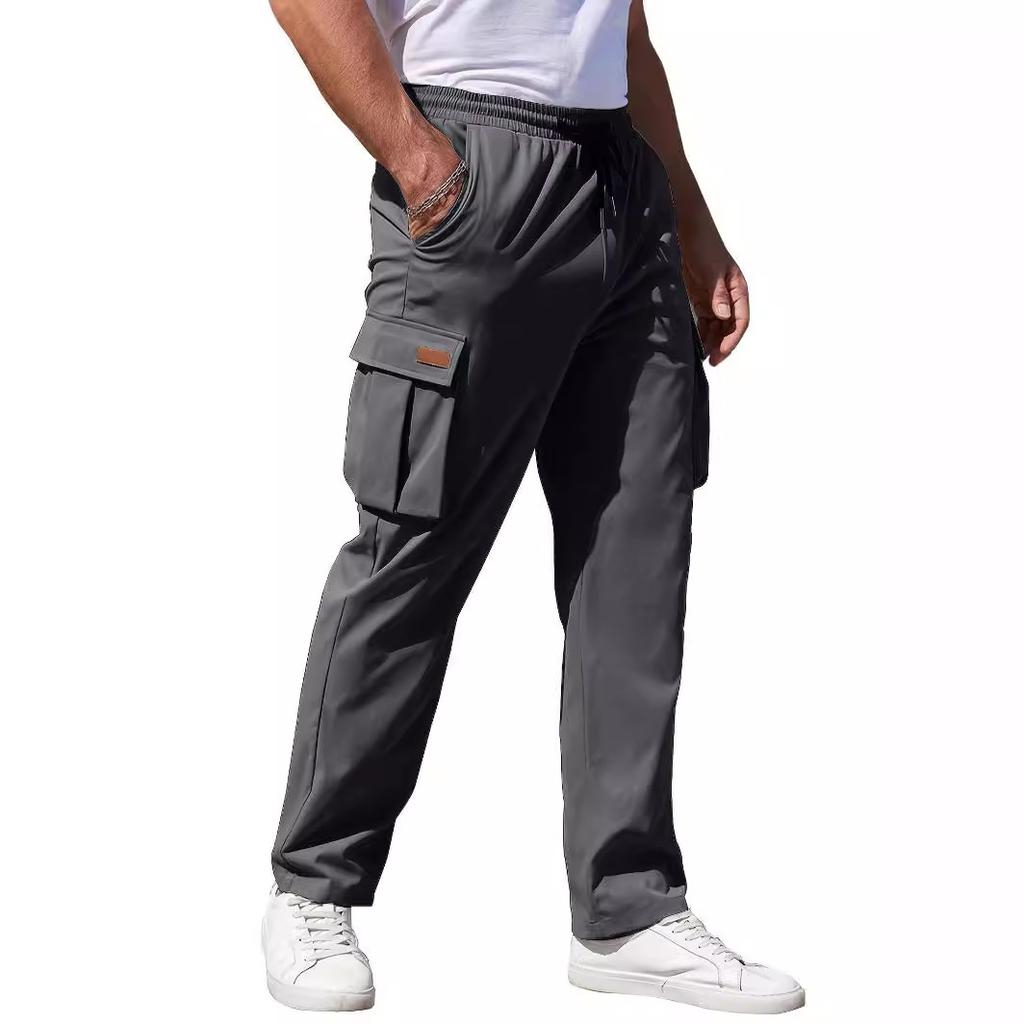 New Cargo Pants Men's Loose Straight Oversize Clothing Solid Grey Versatile Work Wear Black Joggers Multiple Pockets Casual Male Trousers