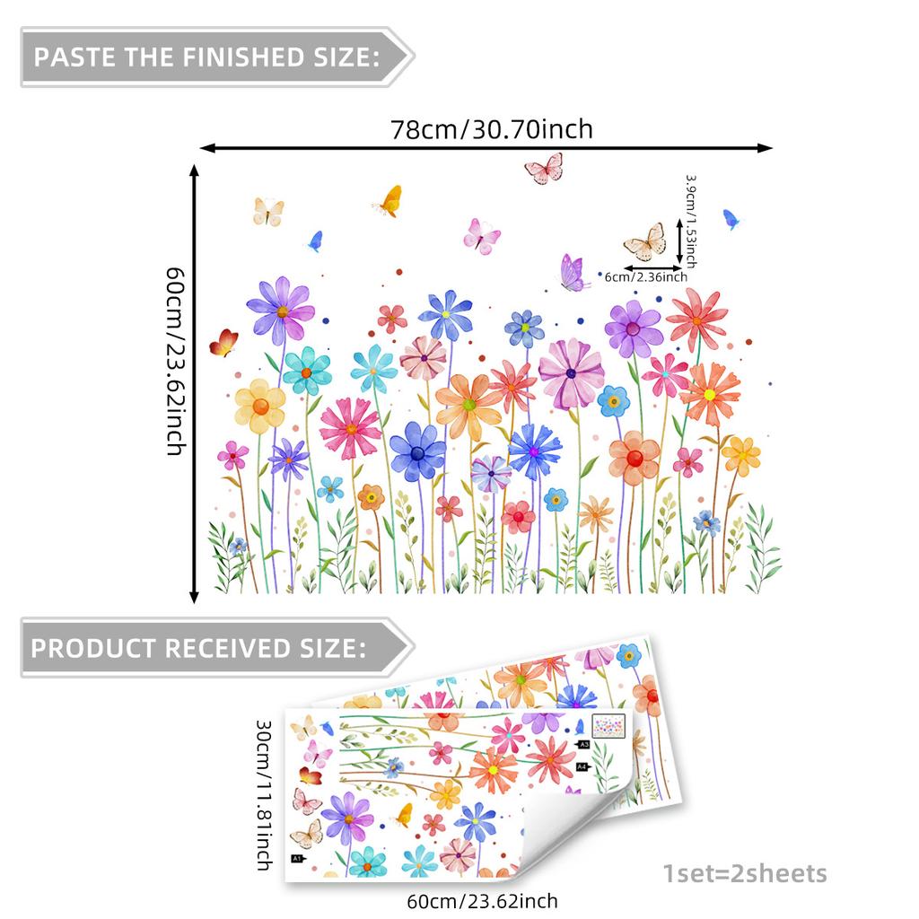 DIY Фиолетовый Лаванда Гостиная Наклейки На Стены Декор Самоклеящиеся Цветы Бабочки Наклейки На Стены Фреска Спальня Украшения Дома