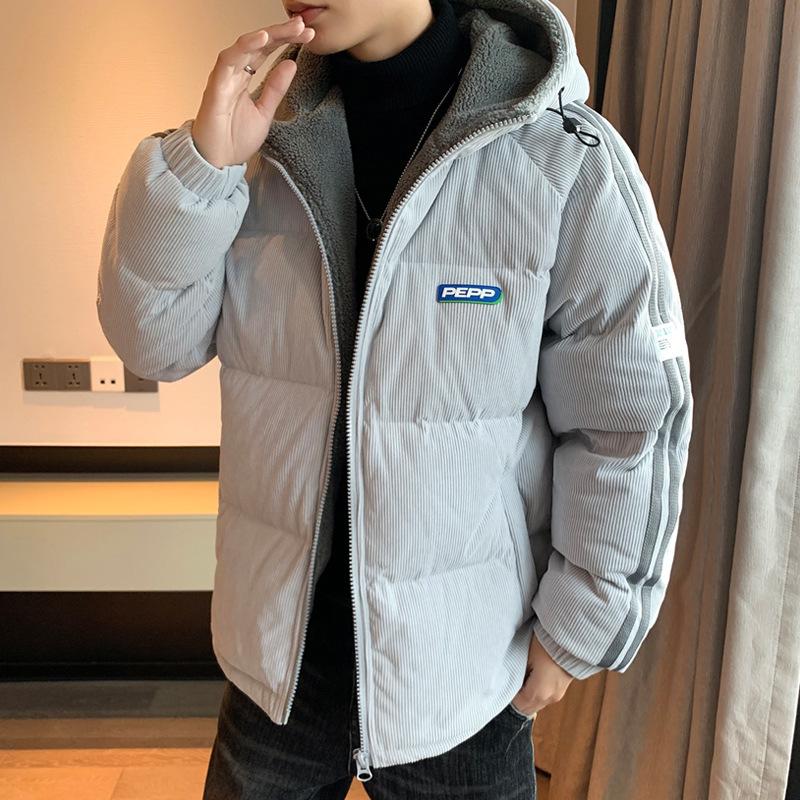 Зимняя новая мода универсальное спортивное вельветовое хлопковое пальто мужское повседневное контрастного цвета молодежное хлопковое пальто утолщенное модное пальто