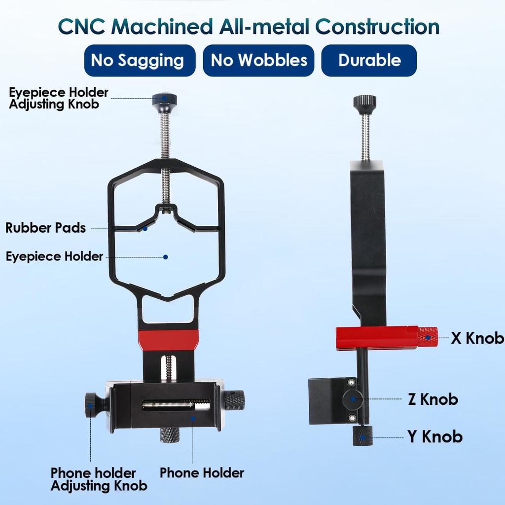 Универсальный адаптер для дигископирования tridaptor XYZ-001, 3-осевой металлический держатель для телефона, крепление для