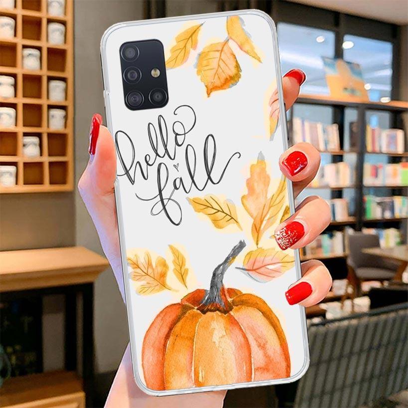Чехол для телефона 'Счастливая осень с тыквой' для Samsung Galaxy A12 A22 A32 A52 A72 A02S Чехол для телефона Note 20 Ultra 10 S10 Plus A51