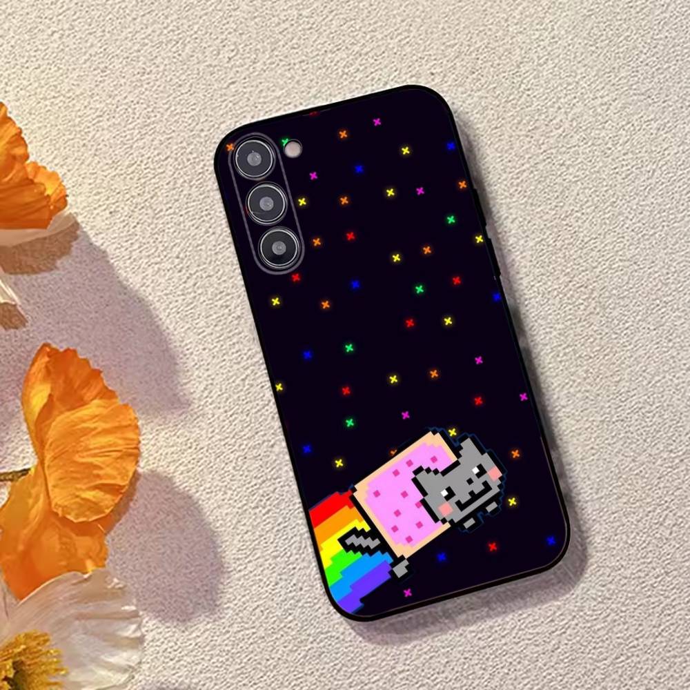 Милый Чехол-Телефон Кот N-Nyan Силиконовый Мягкий Для Samsung Galaxy A73,A72,A71,A70,A53,A52,A51