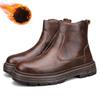 Зимние ботинки мужские из натуральной кожи в стиле ретро простые высокие повседневные ботинки на толстой подошве ботильоны