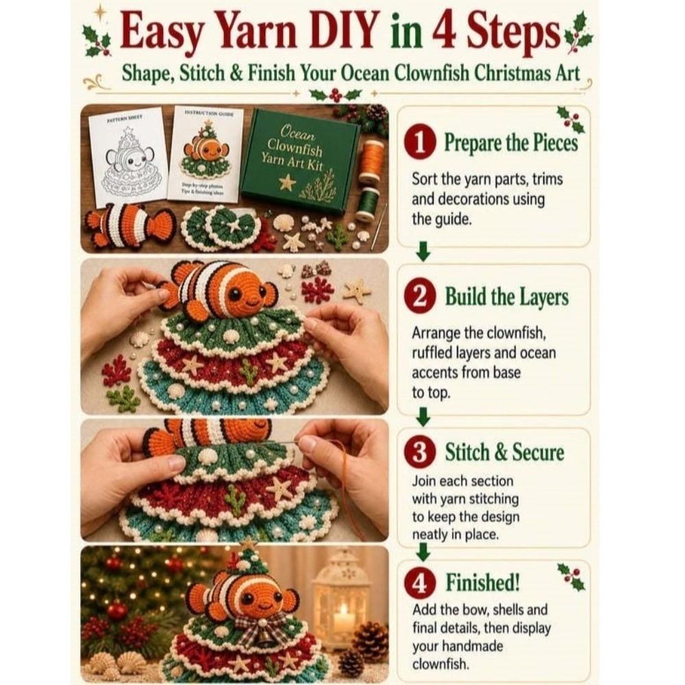 Handmade Crochet Animals Set Layered Knitted Xmas Decor Crochet Christmas Tree DIY Kit Christmas