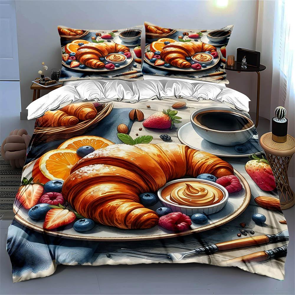 Breakfast-themed design. Bedding Duvet cover sets Duvet covers Pillowcases gifts (1 * Duvet Cover 2 * Pillowcases, without duvet insert)