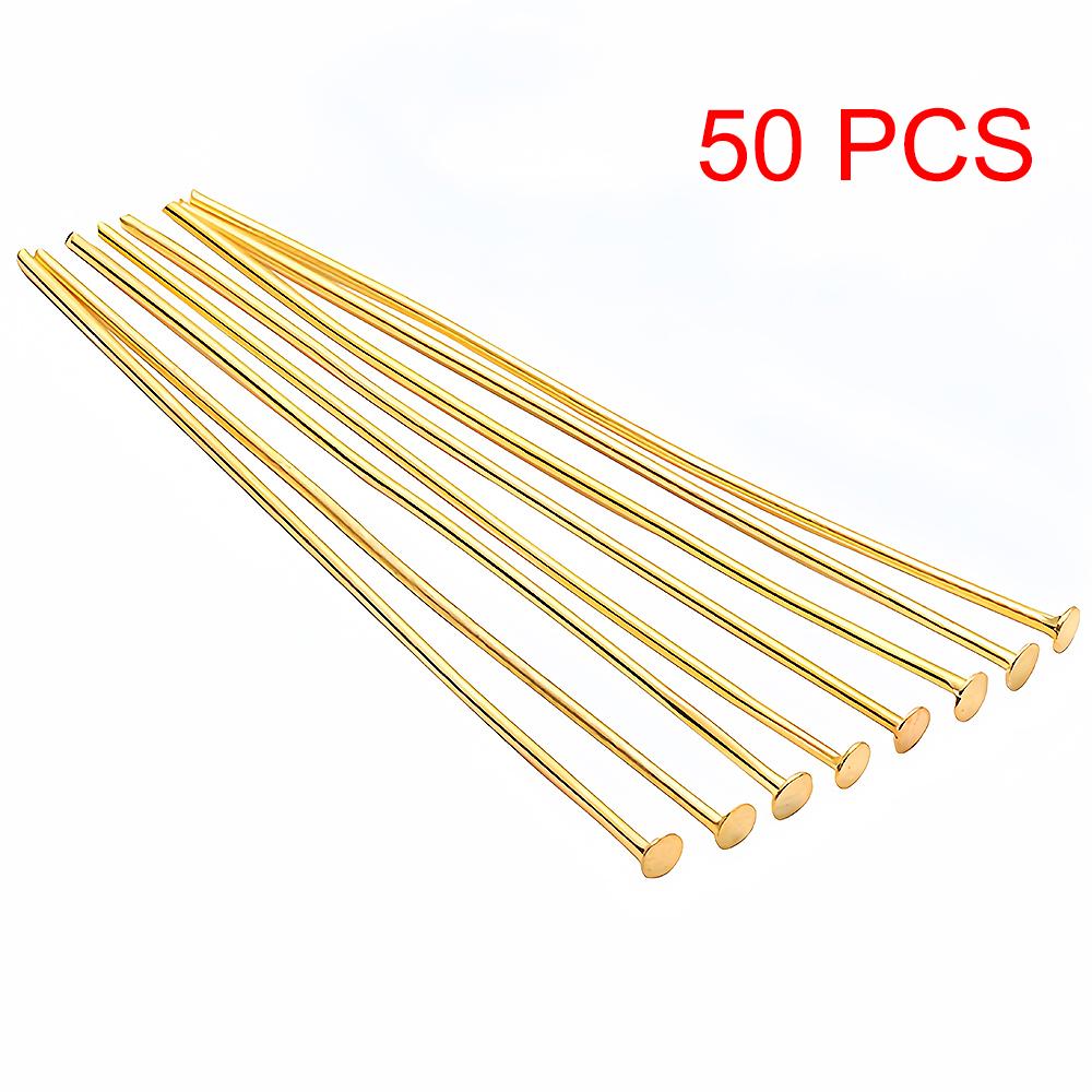 50-100Pcs Stainless Steel Flat Heads Needle Earrings Head Eye Pins Gold Plated for Jewelry Findings Making Accessories Supplies