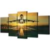 Commercial Airplane Take Off Airport Night Landscape Canvas 5 Pcs Wall Art Posters Pictures Paintings for Living Room Home Decor