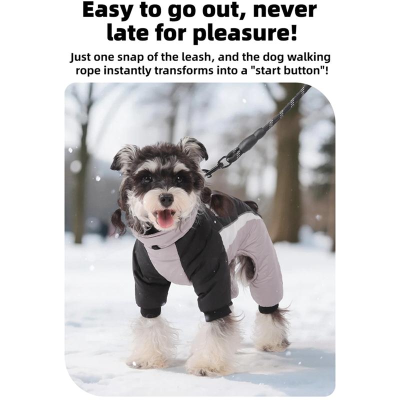 Warm Dog Coat 4 Legs Fullbody Covered Windproof Winter Dog Vest with Harness Reflective Turtleneck Dogs Snowsuit Puffer Jacket