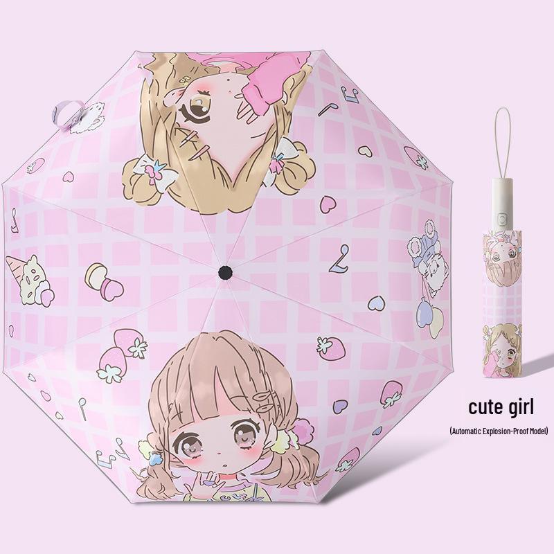 Children's Cartoon Fully Automatic Safety Umbrella: Rain or Shine, Reflective, Foldable, Anti-Rebound Design