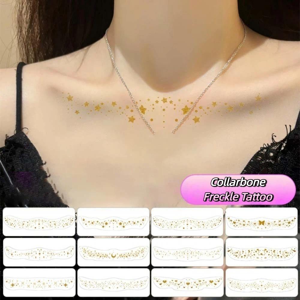 DIY Collarbone Freckle Tattoo Butterfly Star Dots Heart Face Tattoo Sticker Make Up
