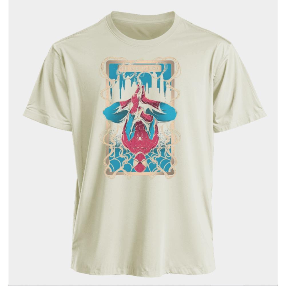 Мужские и женские футболки Человек-паук Летние Американские Весенне-осенние Новые Оверсайз Базовые Нишевые Классические С коротким рукавом