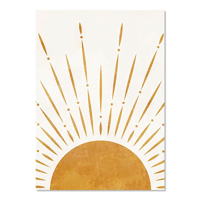 Бохо Монстера Пальмовый Лист Настенные Панно Линии Геометрии Художественный Плакат Солнце Луна Настенные Плакаты Абстрактное Искусство Живопись Cuadros Decorativos