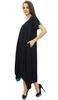 Women's Casual Black Short Sleeves Asymetrical Hem Dress With Scarf -
