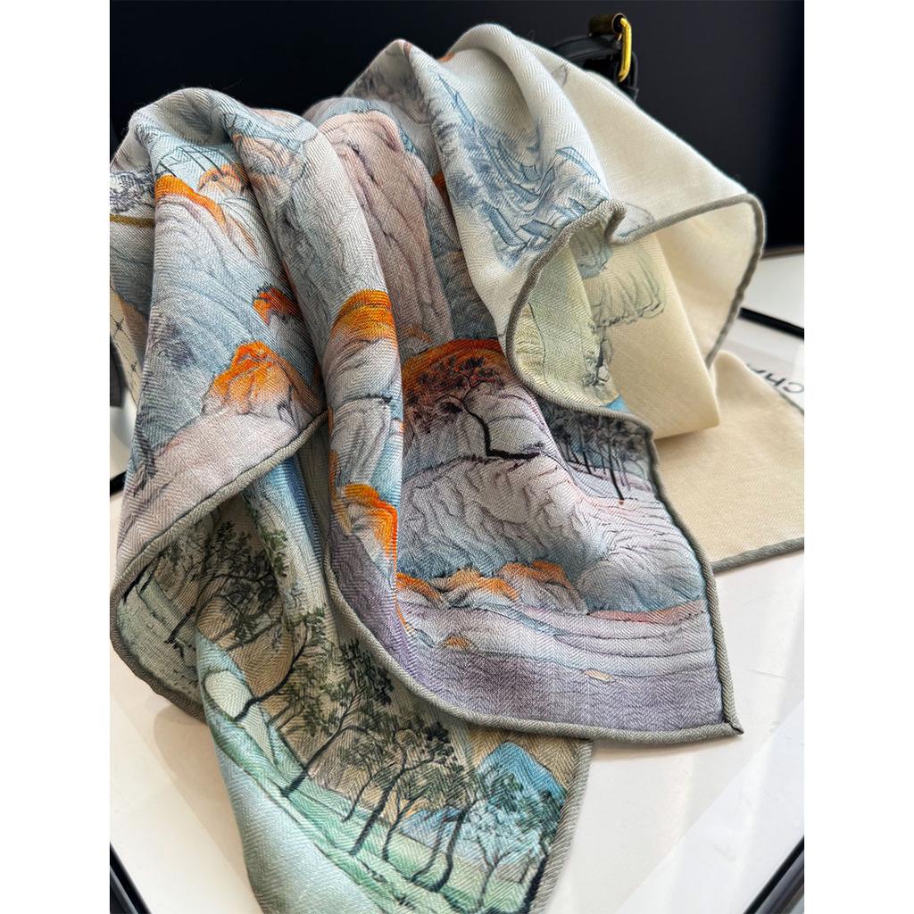 New silk scarf women's fashion versatile high-end small square scarf simple neck protection temperament scarf professional medium square scarf doubl