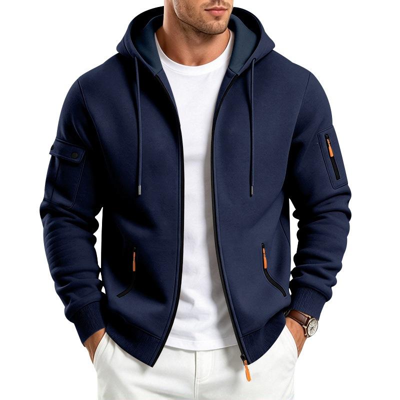 Men S Loose Fitting Hooded Zip Up Fleece Sweatshirt