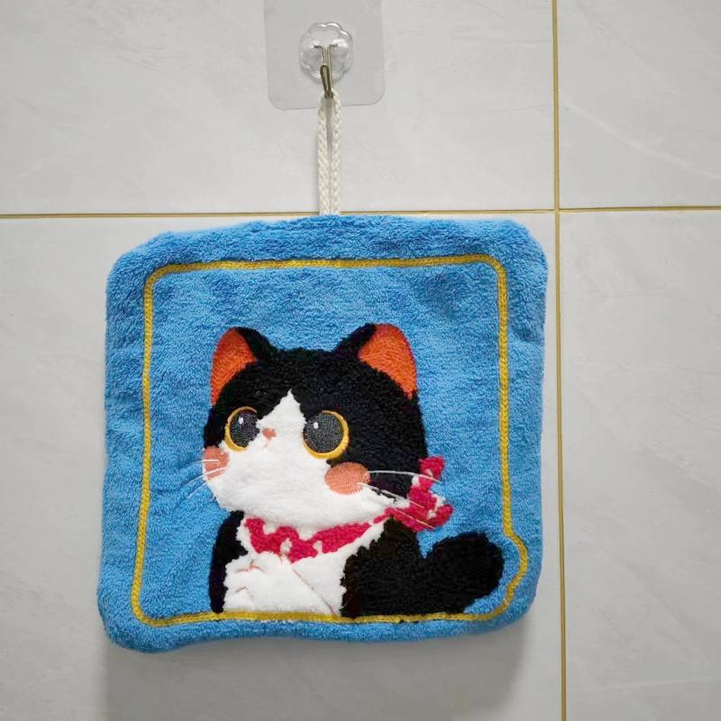 Коралловый флис с рисунком кошки Полотенце для рук Ультраабсорбирующее Мягкое и прочное для Домашнего Туалета Ванной Комнаты