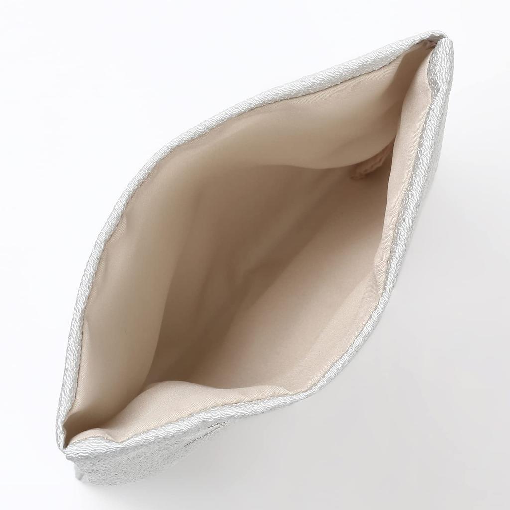 Женский двойной мешочек для молитвенных бусин, вышитый шелк чиримен, для киотских буддийских молитвенных бусин, с внешней коробкой, сделано в ЯпонииСеребристый (Тсуюкуса)