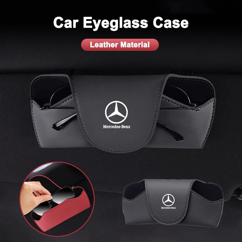 CRE1 Leather Car Sun Visor EyeGlasses Case Eyeglasses Bracket Clip For Mercedes Benz W203 W204 W205 W176 W16 W177 W247 Accessories
