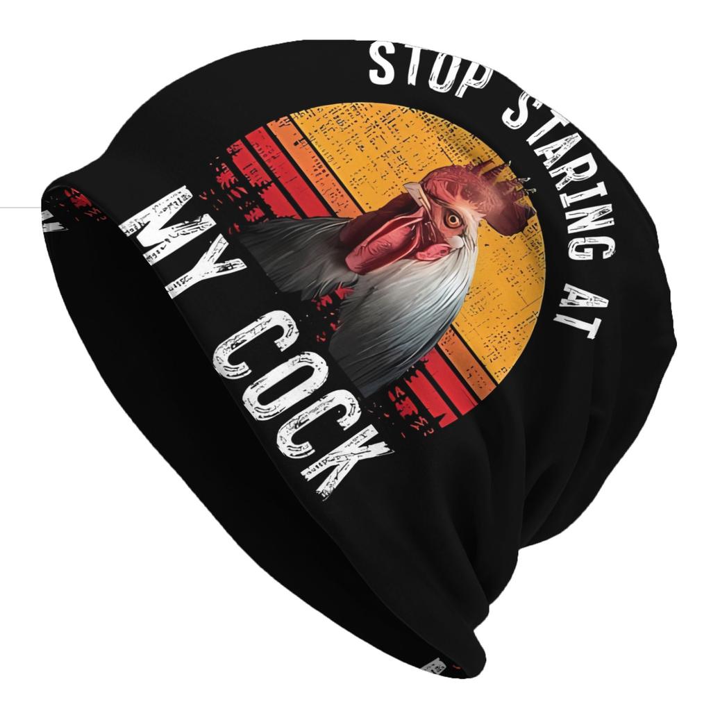 Chicken Rooster Fashion Caps For Men Women Stop Staring At My Cock Beanies Ski Caps Soft Bonnet Hats Skullies & Beanies Hat