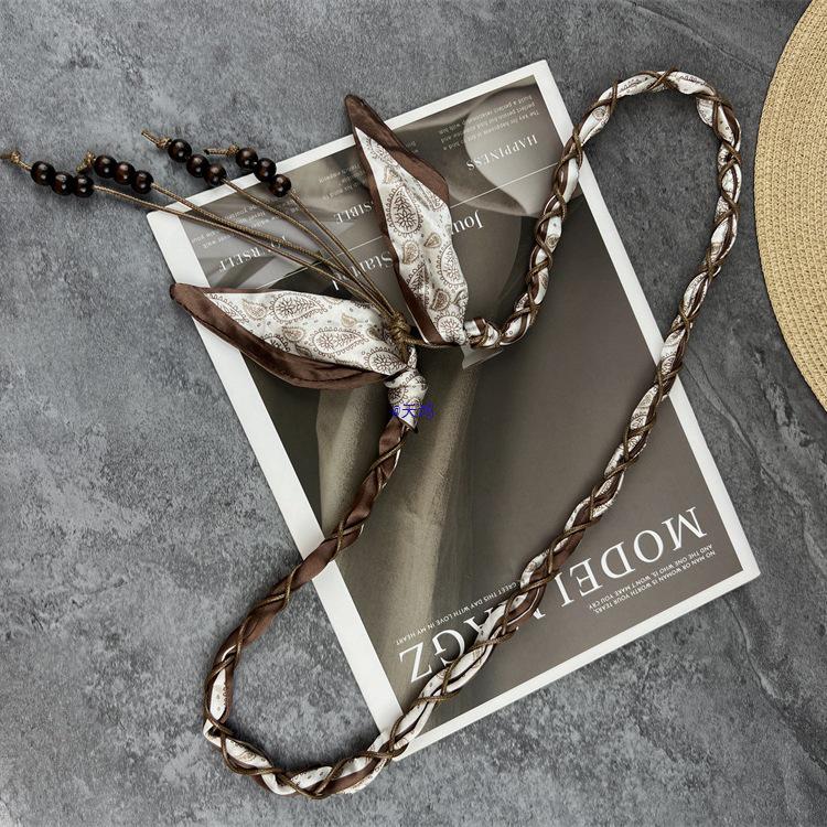 Женский универсальный шелковый шарф-пояс, декоративная длинная лента-поясная цепочка