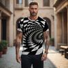 Summer Round Neck 3D Black Hole Visual Illusion Print Top Fashionable Casual Short Sleeved Men's T-shirts