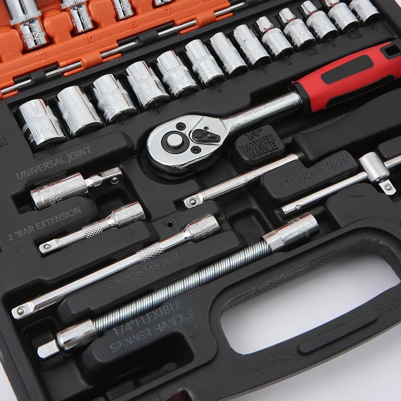 Набор торцевых головок с трещоткой 1/4", 53 предмета для авторемонта