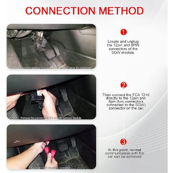 FCA 12+8-контактный разъем к адаптеру OBD2 Кабель для обхода защиты Для автомобилей FCA с SGW Для диагностики, кодирования и программирования, Совместим с