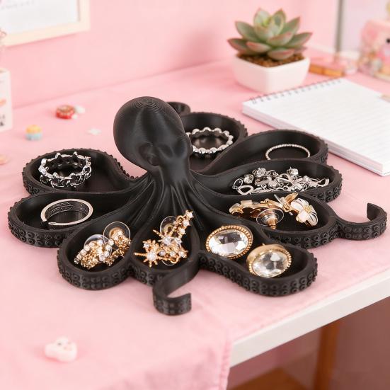 Octopus Jewelry Storage Tray with 8 Compartments Multi-purpose Necklaces Rings Earrings Trinket Organizer Holder Serving Tray Decoration