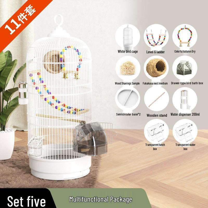 Роскошный круглый металлический набор клеток для попугаев, волнистых попугайчиков, корелл и майны