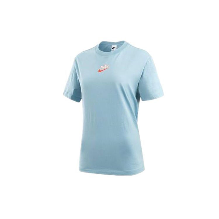 Nike Футболка с коротким рукавом и круглым вырезом с принтом логотипа и мультяшным узором American Vintage Dopamine, женская футболка синего цвета DV3204-494