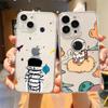 Astronaut Cute Luxury Transparent Soft Phone Case For iPhone 15 14 13 12 11 Pro Max XS X XR 7 8 Plus Shockproof Cover Fundas