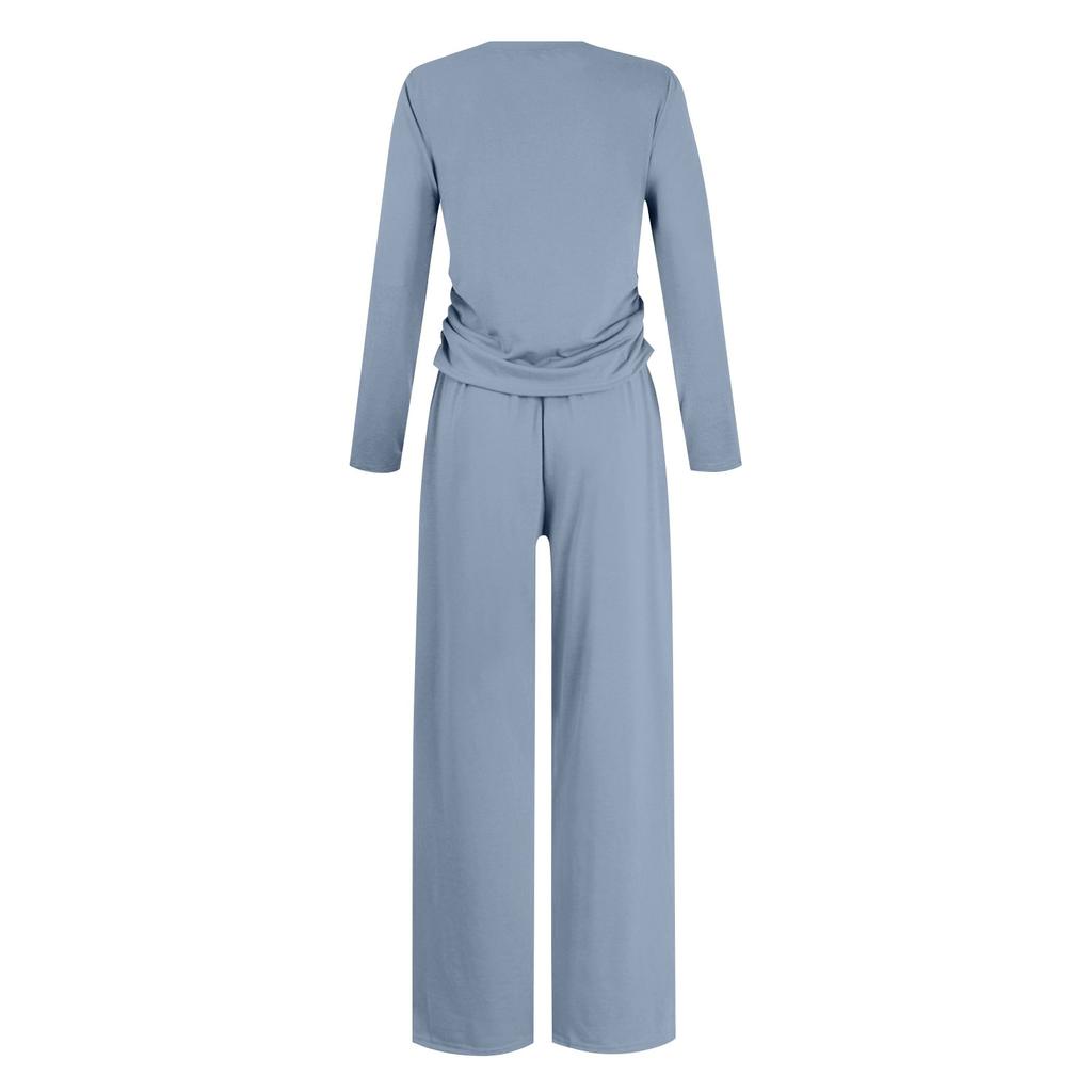 Женские осенние комплекты из двух частей: топы с длинными рукавами, футболки, широкие брюки, комплекты